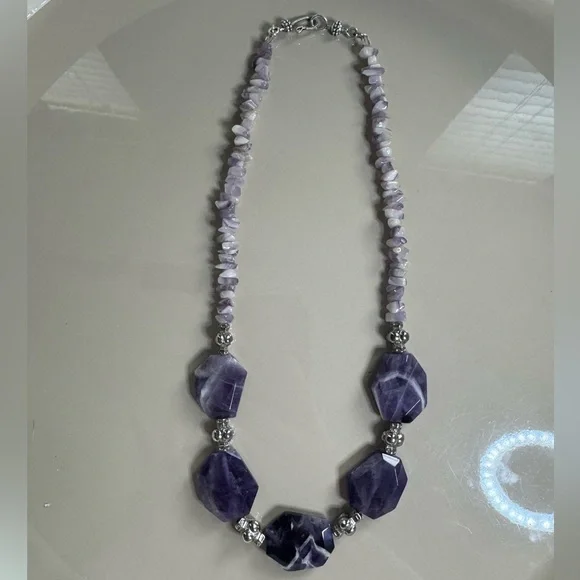 Hand-crafted Chevron Amethyst Necklace